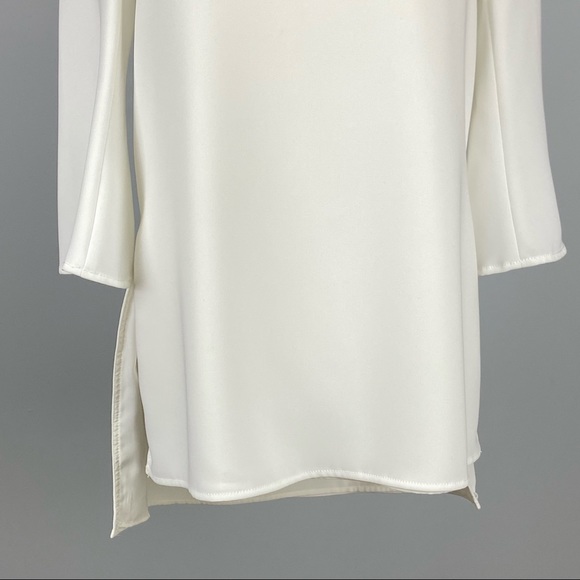 Elizabeth and James Womens White Tunic Blouse Bell Sleeve Tie Back size Small